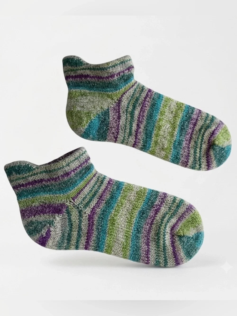 Sybil Shorties handcrafted purple green wool blend below ankle socks 7-8.5 NWT